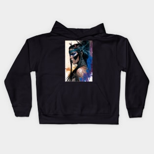 Fierce Native American Priestess Illustration Kids Hoodie